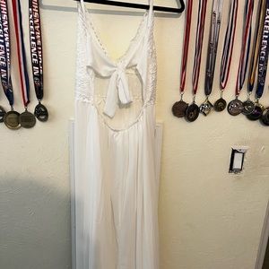 White long open back dress